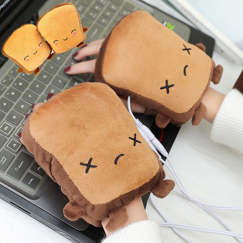 1Pair USB Cute Panda Toast Shape Warm Gloves Heated Hand Warmer Heating Half Finger Winter Warm Gloves For Office Christmas Gift- elektrische deken