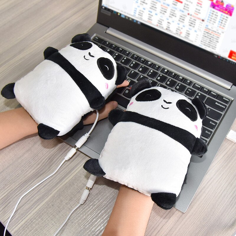 1Pair USB Cute Panda Toast Shape Warm Gloves Heated Hand Warmer Heating Half Finger Winter Warm Gloves For Office Christmas Gift- elektrische deken
