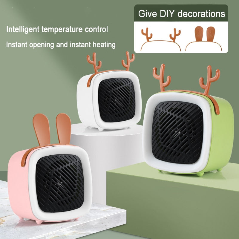 Small Students Gift Heater Mini Electric Heater Office Home Desktop Fan Heating Warm Air Blower Portable Cartoon Cute Heater