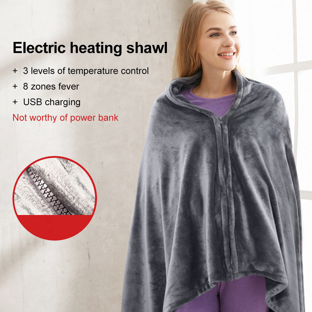 Electric Flannel Blanket USB 3 Gear Flannel Throw Blanket Warm Shawl Electric Heating Plush Throw Blanket for Students Elderly- elektrische deken