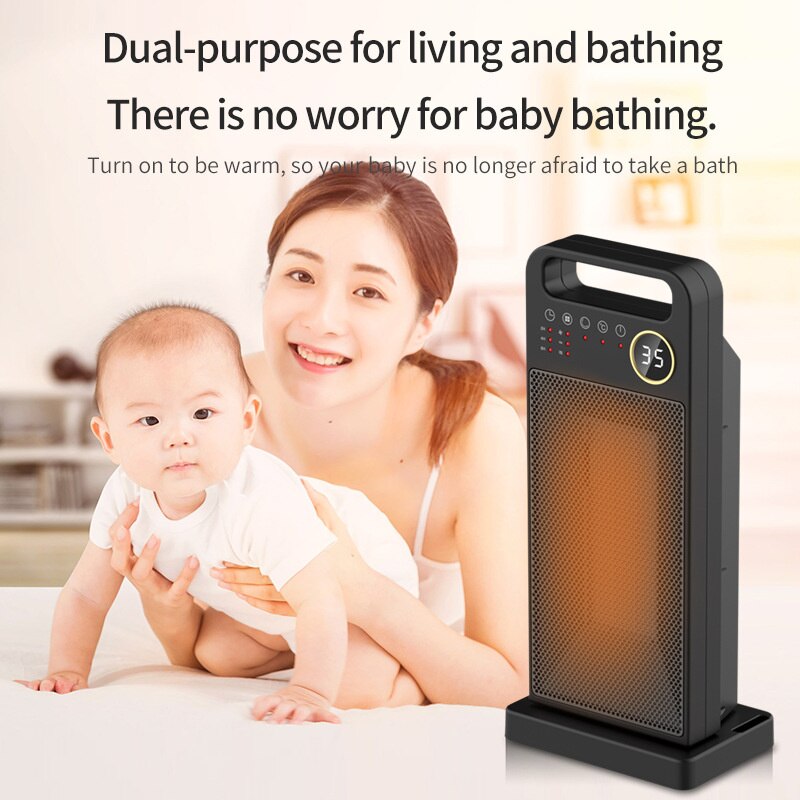 New PTC heater remote control electric heater touch screen electric heater household vertical 120 degree shaking head heater