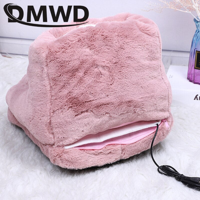 DMWD Electric Foot Warmer Heater USB Charging Power Saving Warm Foot Cover Feet Heating Pads For Home Bedroom Sleeping