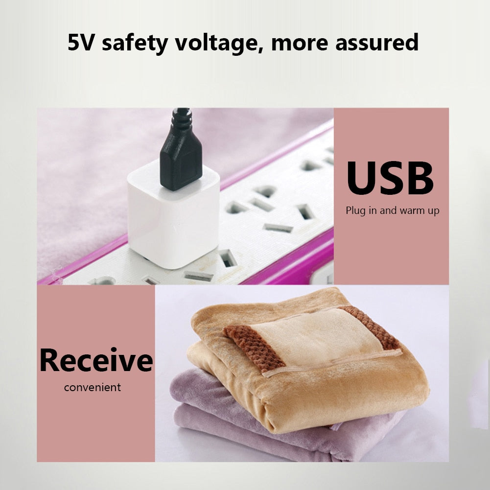 5V Electric Blankets Multifunctional Portable Winter Warm Heating Blanket USB Charging with Pocket Safe Comfortable for Body- elektrische deken