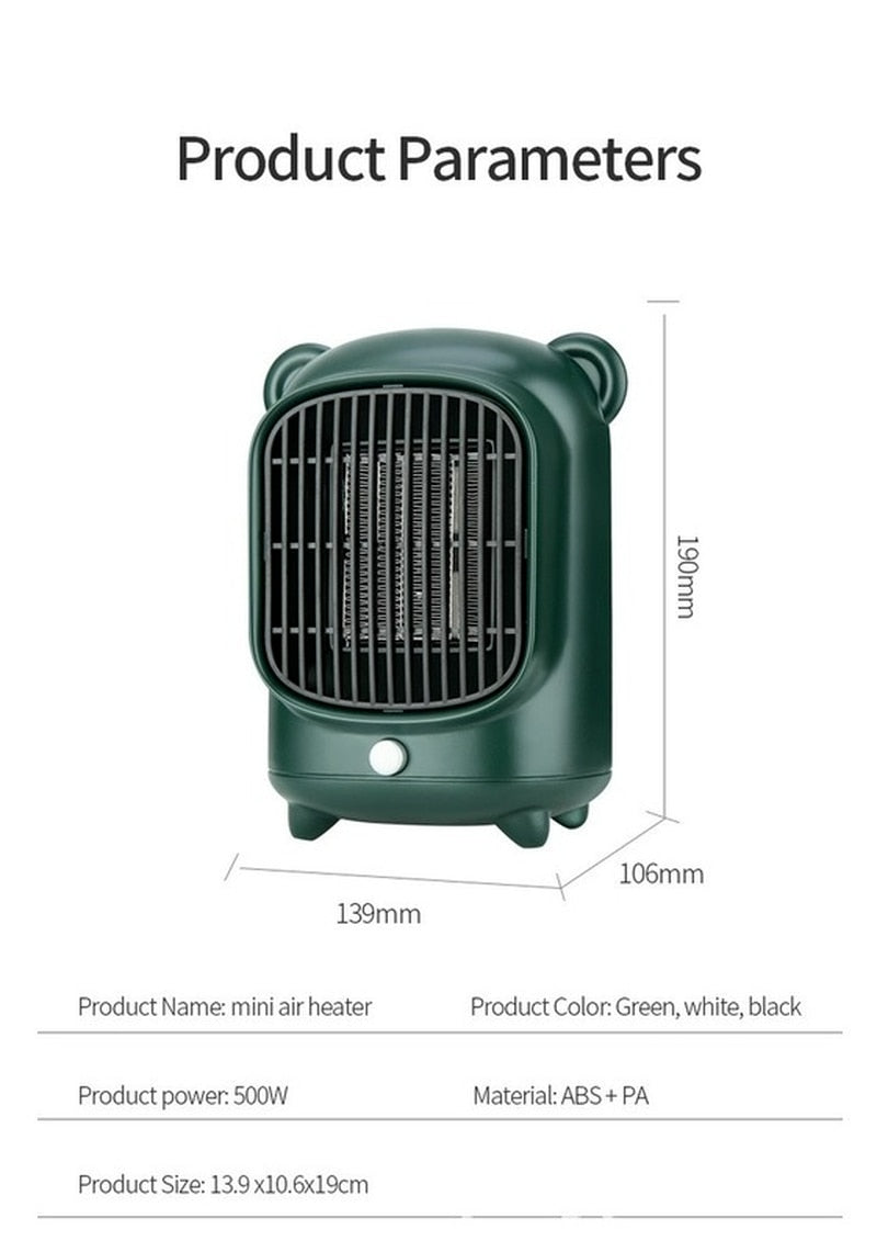 Electric Heater Portable Heater  Heating Warm Air Blower Desktop Warmer MachineHousehold Portable Heating Stove Radiator