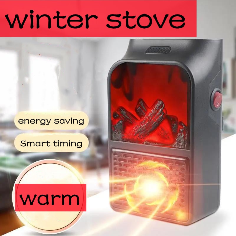 Portable 500W Electric Plug-in Heater Ceramic Space Heater Electric Heater For Home Fan Thermostat Control Fireplace Heater 2022