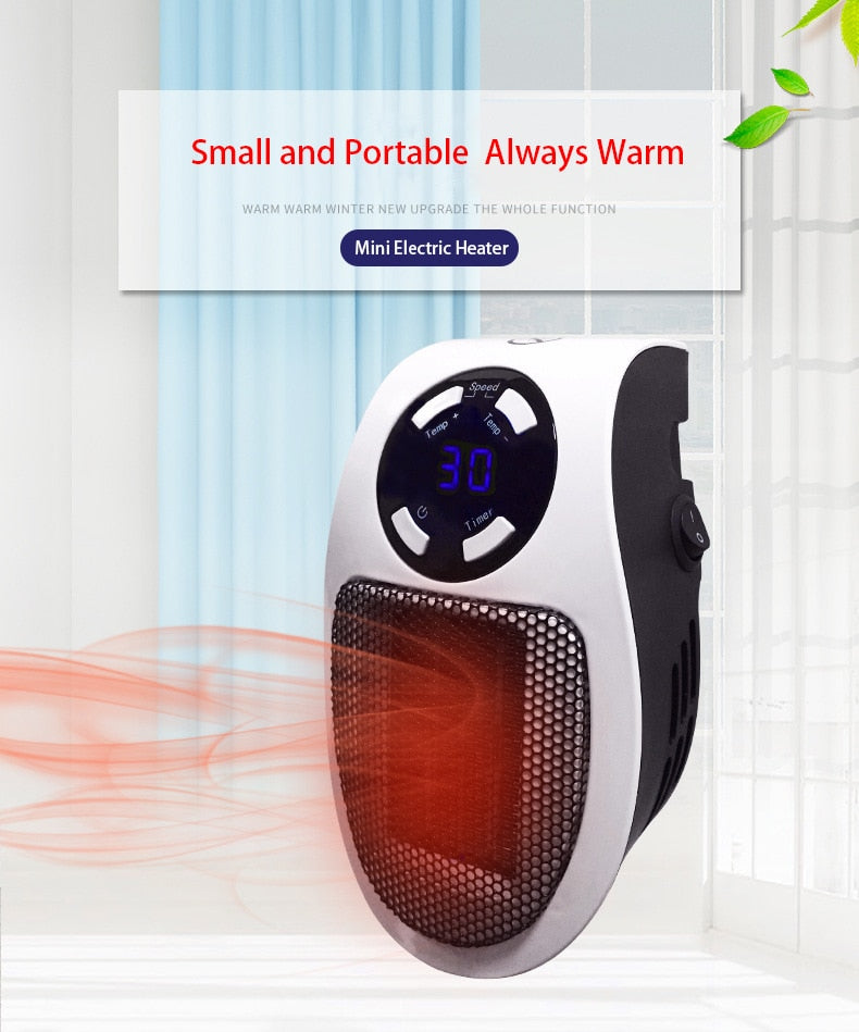 Portable Electric Heater Plug In Wall Heater Room Powerful Warm Blower Remote Mini Household Radiator Warmer Machine for Winter