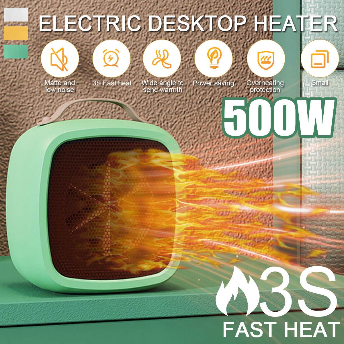 500W Portable Mini Electric Heaters Winter Warmer Fan 220V Air Heater Ceramic Fan Warmer for Industry Household Bathroom